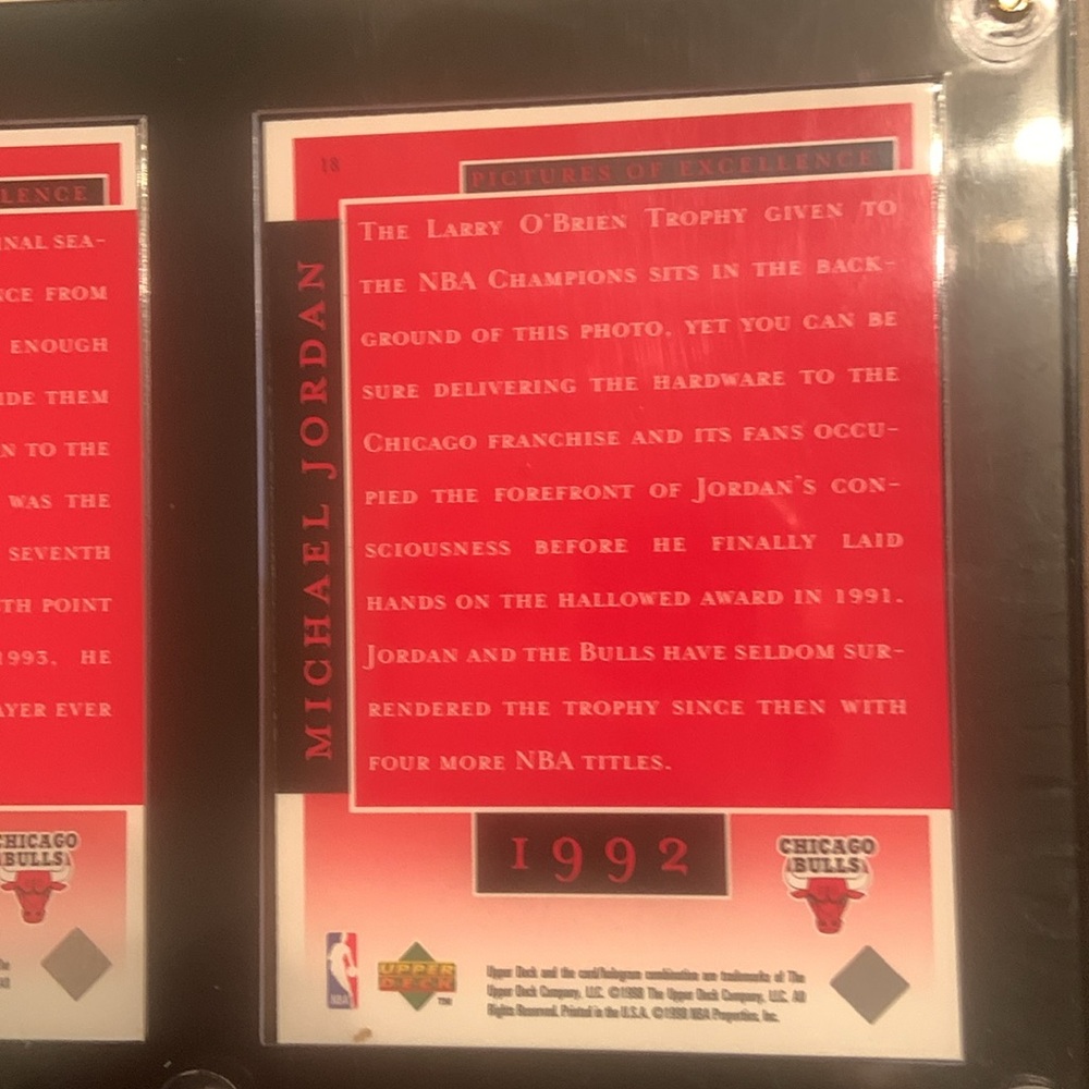 Michael Jordan 🏀 Timeline Card Display-Black & Gold Frame / Red Cards 1987-1994 - Picture 17 of 17